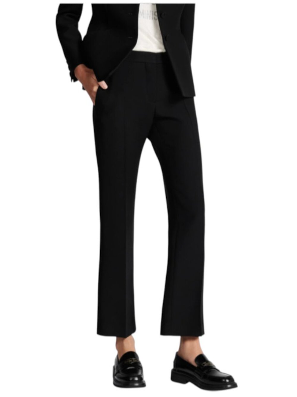 Christian Dior Regular Fit Trouser Pants Womens 40 4 Black Flat Front Wool Silk